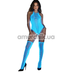 Комплект Star Night Fishnet Glow Set, голубой: боди + чулки - Фото №1