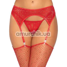 Пояс для чулок Leg Avenue Rhinestone Garterbelt 9140, красный - Фото №1