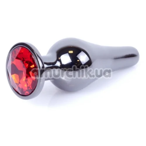 Анальная пробка с красным кристаллом Boss Series Exclusivity Jewellery Dark Silver Plug, серебряная - Фото №1