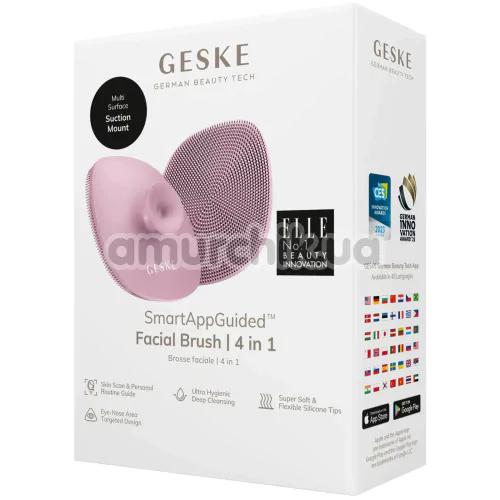 Щетка для лица Geske Facial Brush 4 in 1 Suction Mount, светло-розовая