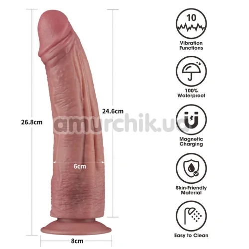 Вібратор Lovetoy Dual Density Power Cock 10.5, коричневий