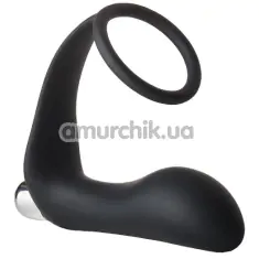 Анальна пробка з вібрацією і ерекційним кільцем Fantasstic Vibrating Anal Plug With Cockring, чорна - Фото №1