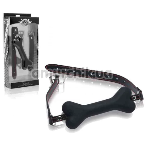 Кляп Master Series Hound Adjustable Dog Bone Gag, чорний