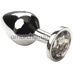 Анальна пробка з прозорим кристалом SWAROVSKI Silver Diamond Middle, срібна - Фото №1
