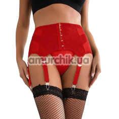 Комплект Star Night Crotchet Garter Belt, красный: пояс для чулок + трусики-стринги - Фото №1