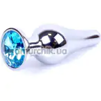 Анальная пробка со светло-голубым кристаллом Exclusivity Jewellery Silver Plug Long, серебряная - Фото №1