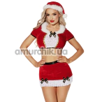Костюм новогодний JSY Sexy Lingerie 5907, красный: топ + юбка + головной убор - Фото №1