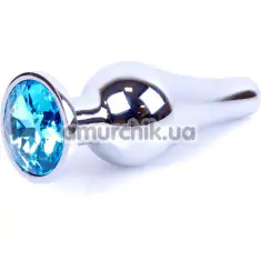 Анальная пробка со светло-голубым кристаллом Exclusivity Jewellery Silver Plug Long, серебряная - Фото №1