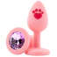 Анальна пробка з рожевим кристалом Alume Silicone Heart Paw Plug M, рожева - Фото №1