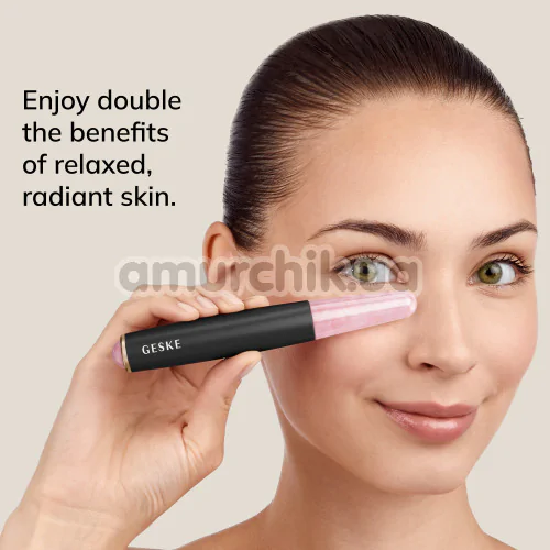 Ручка-массажер для лица Geske Double-Sided Rose Quartz Depuffing Pen 7 in 1, серый