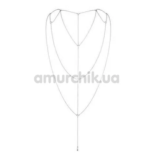 Прикраса для тіла Bijoux Indiscrets The Magnifique Collection Back and Cleavage Chain, срібна - Фото №1