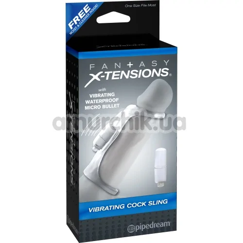 Насадка на пеніс з вібрацією Fantasy X-tensions Vibrating Cock Sling, прозора