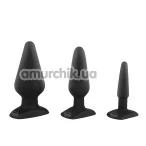 Набор из 3 анальных пробок Malesation Silicone Classic Plug Set, черный - Фото №1