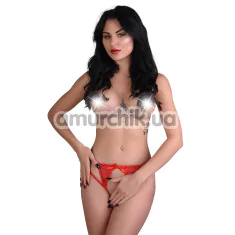 Трусики-стринги Daring Intimates Naomi Strappy Crotchless Tanga, красные - Фото №1