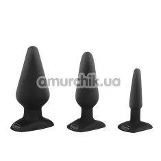 Набор из 3 анальных пробок Malesation Silicone Classic Plug Set, черный - Фото №1