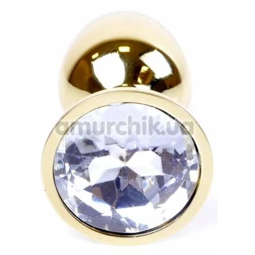 Анальная пробка с прозрачным кристаллом Exclusivity Jewellery Gold Plug, золотая