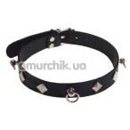 Ошейник с тремя колечками sLash SUB Leather Choker, черный - Фото №1