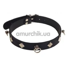 Ошейник с тремя колечками sLash SUB Leather Choker, черный - Фото №1