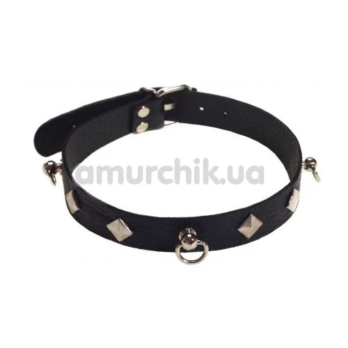 Ошейник с тремя колечками sLash SUB Leather Choker, черный - Фото №1