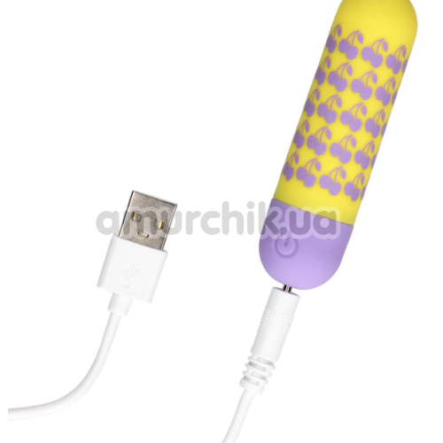 Кліторальний вібратор Shots S-Line Sweet Vibrating Pussy Bullets I Cherryish You, жовтий