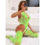 Комплект Star Night Sexy Sleeveless Floral Lace Set, салатовый: боди + чулки - Фото №10