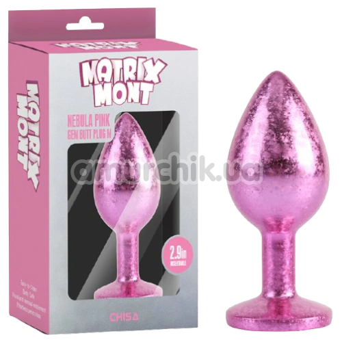 Анальная пробка с розовым кристаллом Matrix Mont Nebula Pink Gem Metal Plug M, розовая
