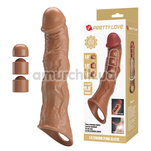 Насадка на пеніс Pretty Love Penis Sleeve Ragnar, світло-коричнева