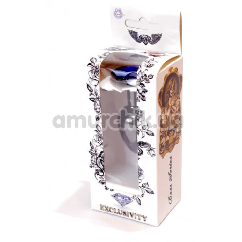 Анальна пробка з синім кристалом Exclusivity Jewellery Dark Silver Plug, срібна
