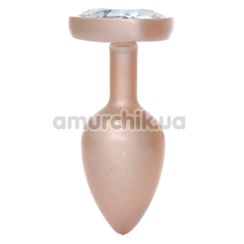 Анальная пробка с прозрачным кристаллом Exclusivity Jewellery Pearl Gold Heart Plug S, золотая