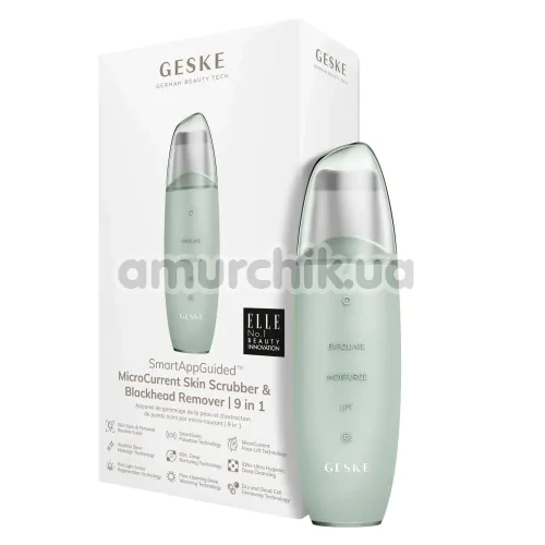 Микротоковый скрабер для кожи лица Geske MicroCurrent Skin Scrubber & Blackhead Remover 9 in 1, зеленый