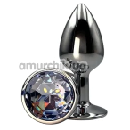 Анальная пробка с прозрачным кристаллом Alume Metal Plug S, серебряная - Фото №1