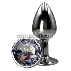 Анальна пробка з прозорим кристалом Alume Metal Plug S, срібна - Фото №1
