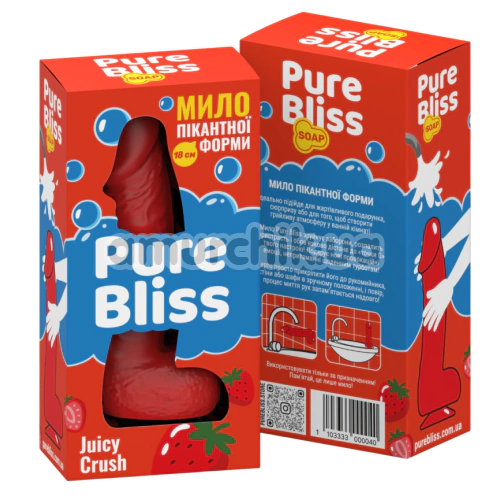 Мило у вигляді пеніса з присоскою Pure Bliss Big Juicy Crush - полуниця, червоне