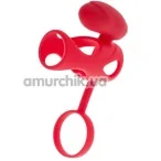 Насадка на пенис с вибрацией Black&Red Vibrating Cage, красная - Фото №1