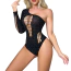 Боди Star Night One Shoulder Sparkle Rhinestone Bodysuit, черное - Фото №3
