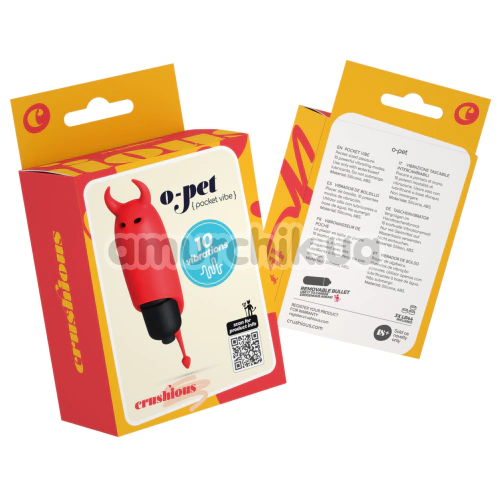 Кліторальний вібратор Crushious O-Pet Pocket Vibe Devil, червоний