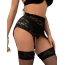 Комплект Star Night High Waisted Vintage Garter Set, черный: трусики-стринги + пояс для чулок - Фото №2