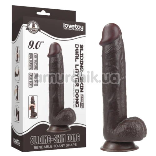Фалоімітатор Sliding-Skin Dual Layer Dong 9.0, коричневий