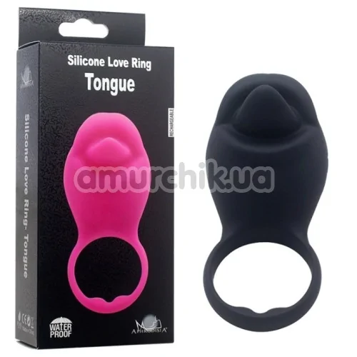 Виброкольцо Silicone Love Ring Tongue, черное