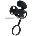 Насадка на пенис с вибрацией Black&Red Vibrating Cage, черная - Фото №1