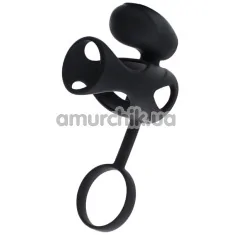 Насадка на пенис с вибрацией Black&Red Vibrating Cage, черная - Фото №1