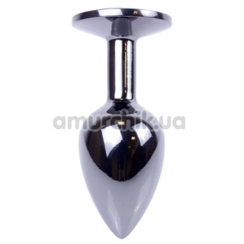 Анальна пробка з прозорим кристалом Exclusivity Jewellery Dark Silver Plug, срібна