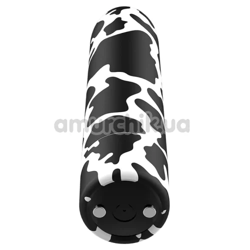 Клиторальный вибратор Custom Bullets Cow, черно-белый