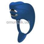 Віброкільце для члена з електростимуляцією FoxShow Silicone Vibrating Ring With Electro Stim, синє - Фото №1