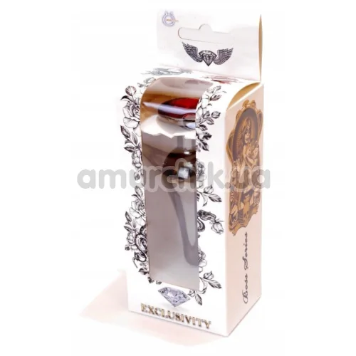 Анальная пробка с красным кристаллом Boss Series Exclusivity Jewellery Dark Silver Plug, серебряная