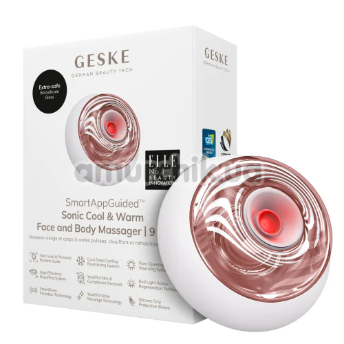 Ультразвуковий масажер для обличчя та тіла Geske Sonic Cool & Warm Face and Body Massager 9 in 1, кремовий