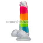 Фалоімітатор Neo Elite Glow In The Dark Rainbow Rave 6.5, різнокольоровий - Фото №1