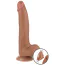 Фаллоимитатор Sliding-Skin Dual Layer Dong 8.5 с мошонкой, светло-коричневый - Фото №2