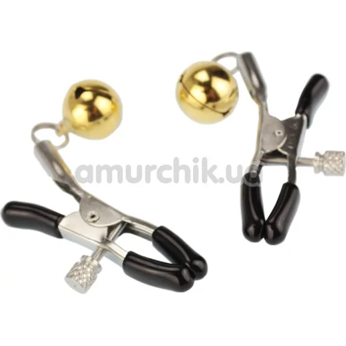 Зажимы для сосков Nipple Golden Bells с колокольчиками, золотые