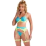 Комплект Star Night Neon Lace 3-Piece Set With Garter Belt, салатовий: бюстгальтер + трусики + пояс для панчіх - Фото №3